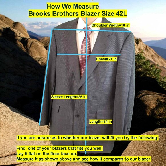 Brooks Brothers Men's 42L Blue Check 97% Wool Blazer Sport Coat & Tie 12629 - Picture 4 of 8